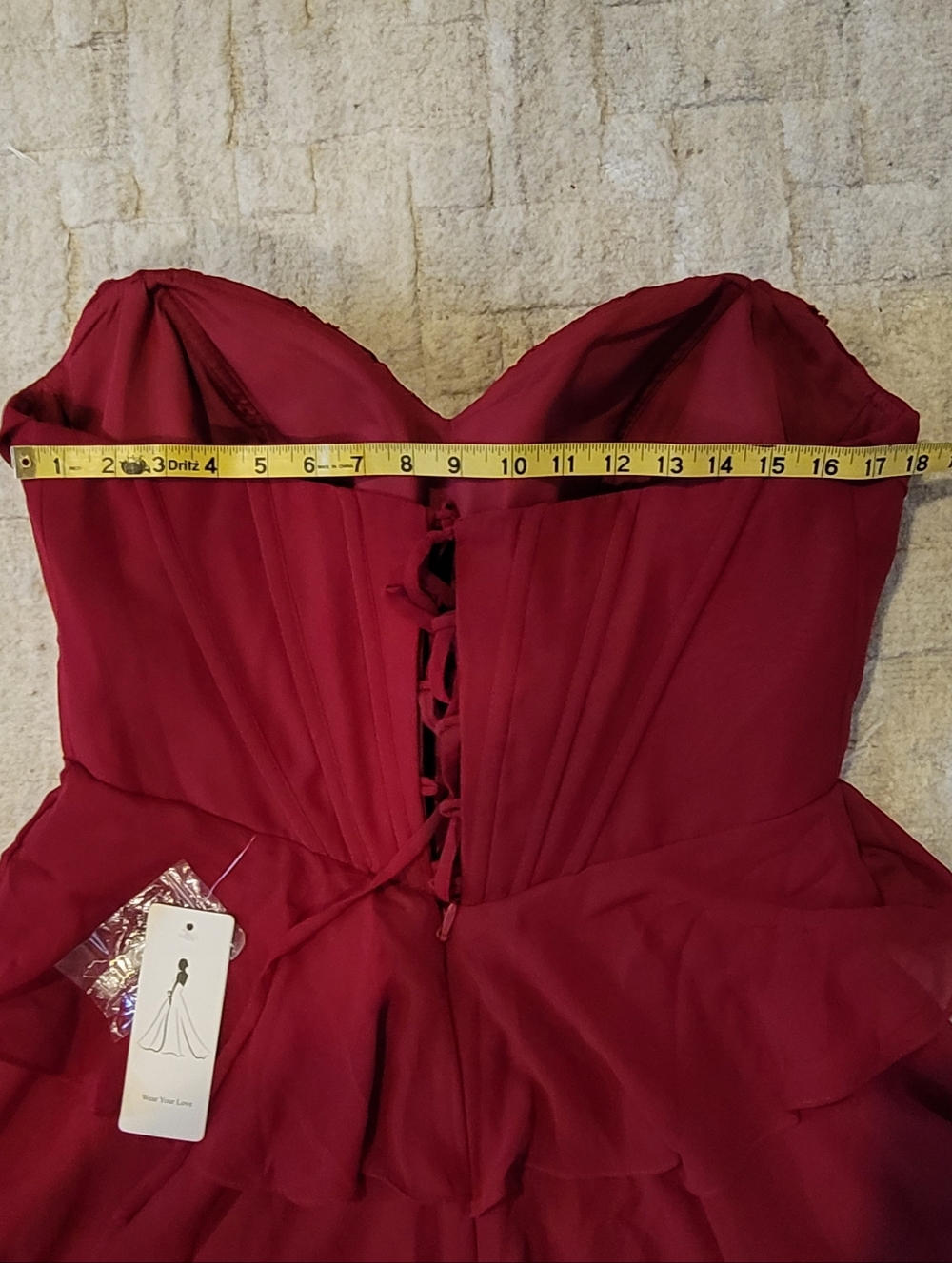 NWT WEAR YOU LOVE Red Corseted Short Prom Dress Lace Size 16W - Picture 6 of 9